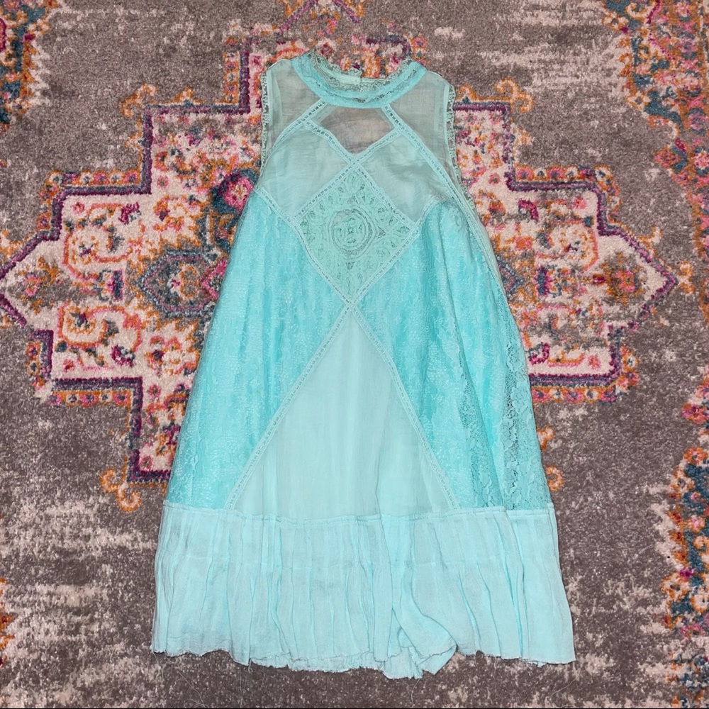 Free People One - Angel Lace Mini Dress // Turquoise